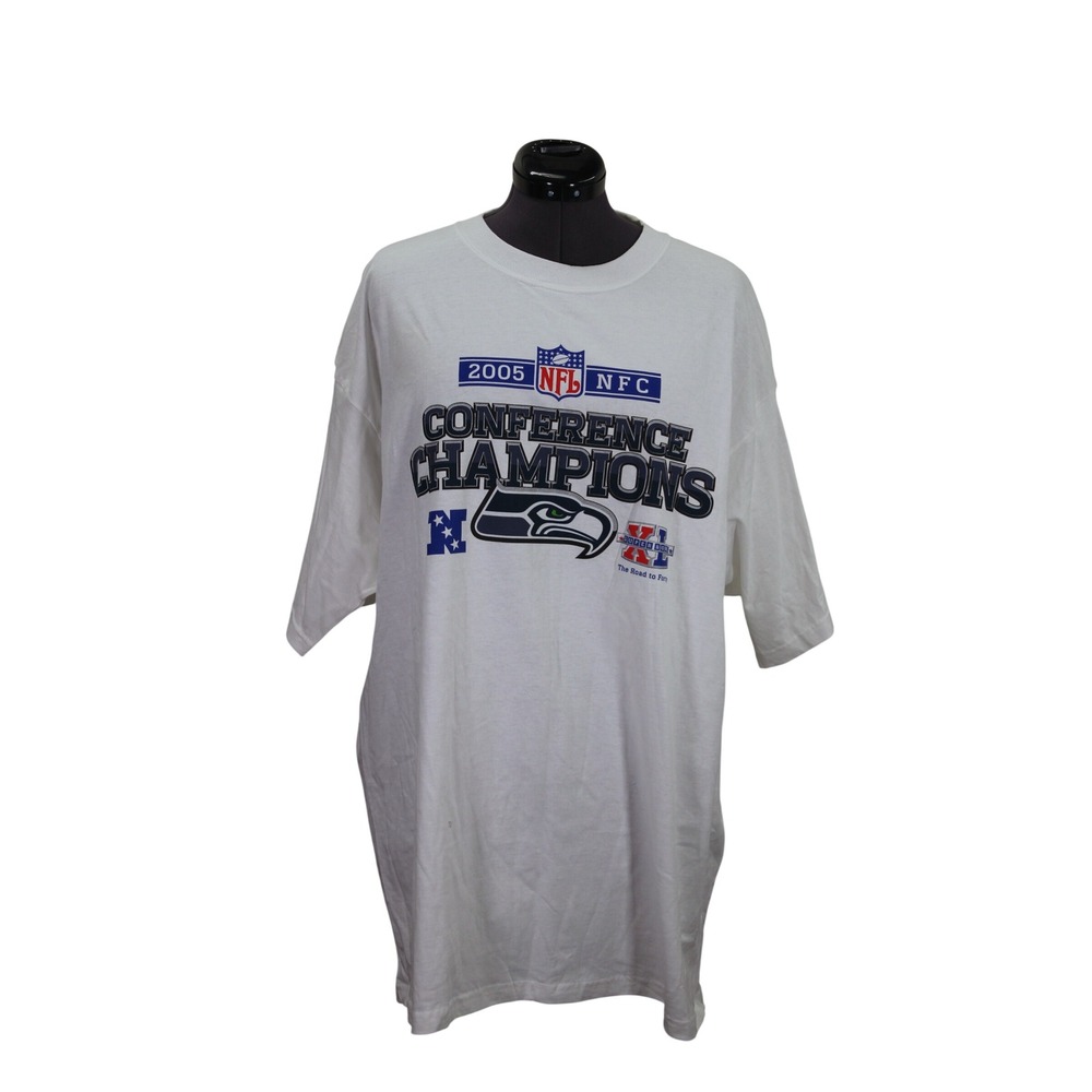 Reebok Seahawks Vintage Championship Crew Neck T Shirt Men XL Football Tee FLAW
